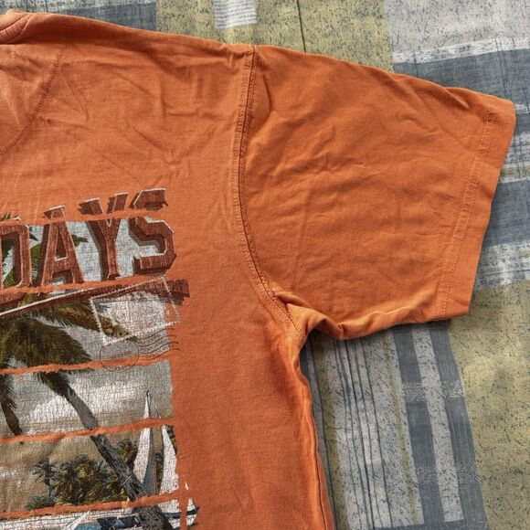 No Bad Days Orange Retro Positive Vibes Island Graphic Short Sleeve Men's Sz S - Picture 10 of 16